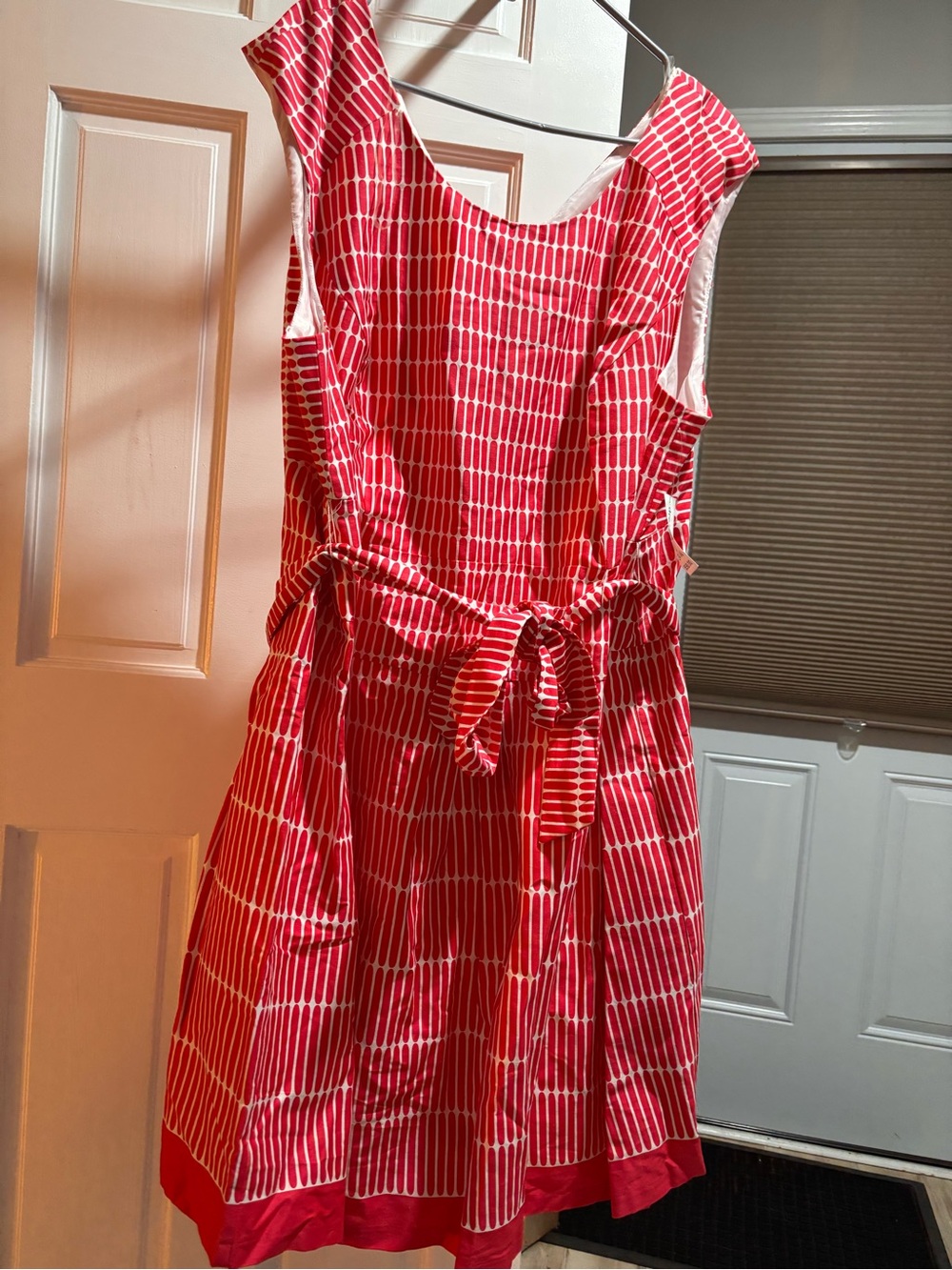 Dressbarn Red Patterned Tie-Waist Casual Sun Dress Plus Size